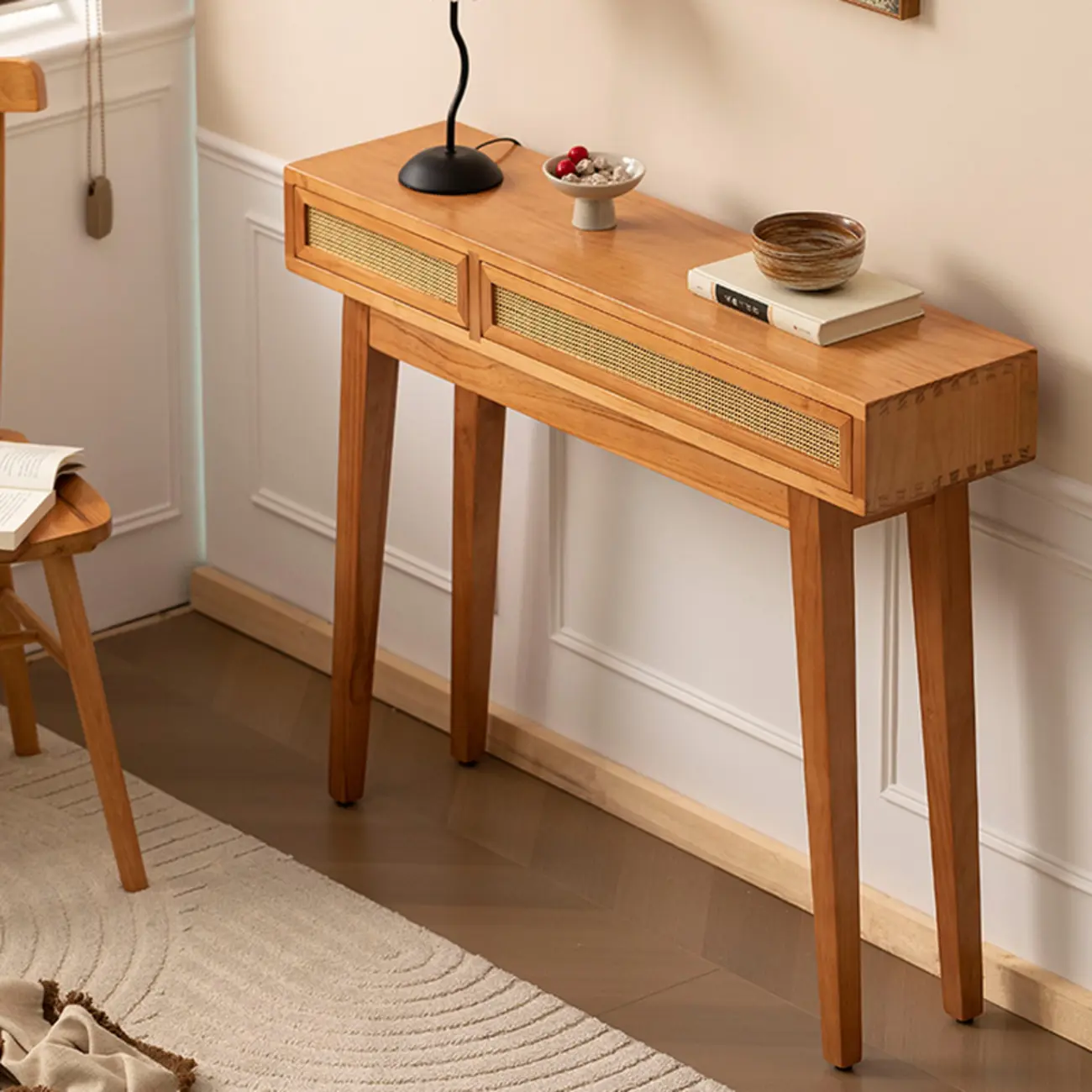 Modern Pine Wood Console Table with Drawers Image - 5 | homeyfad