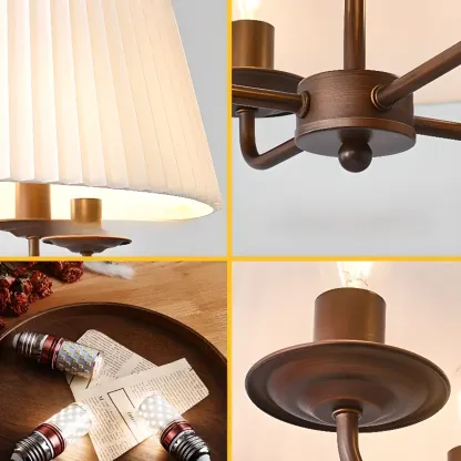 Modern Fabric Drum Chandelier with Adjustable Hanging Length Image - 6