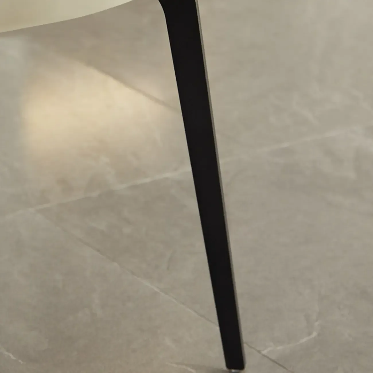 Minimalist Round Faux Leather Upholstered Metal Dining Chair Image - 19