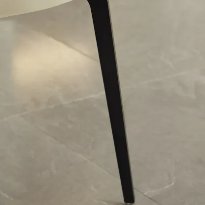 Minimalist Round Faux Leather Upholstered Metal Dining Chair Image - 19