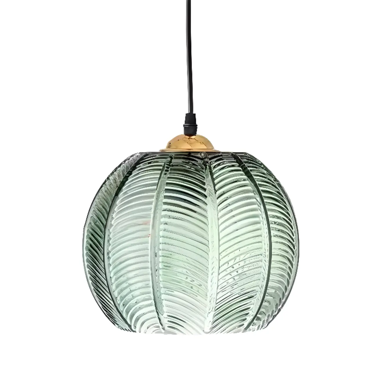 Modern Green Glass Leaf-Inspired Globe Pendant Light Image - 6 | homeyfad