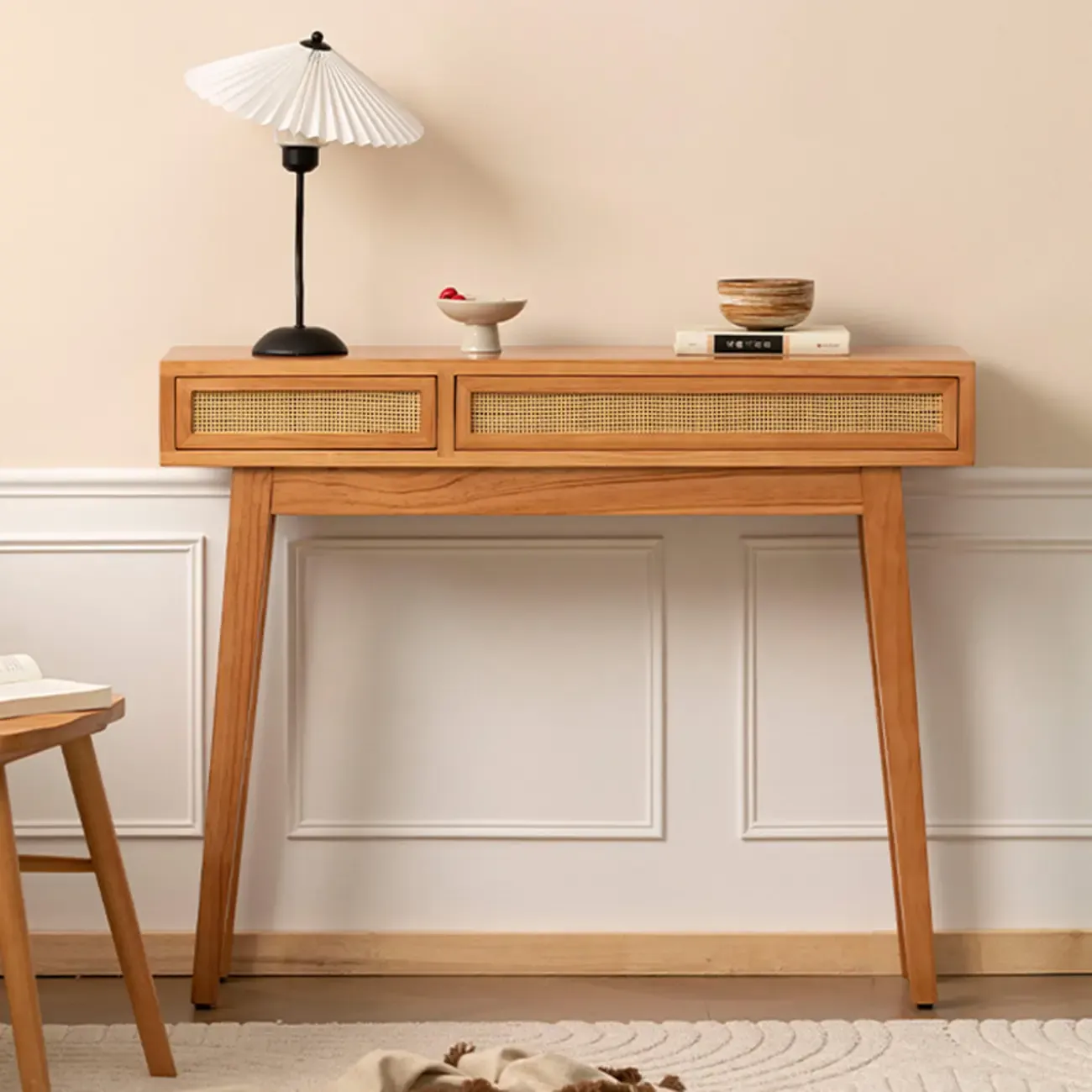 Modern Pine Wood Console Table with Drawers Image - 6