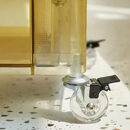 Vibrant Yellow Transparent Nightstand with Drawers and Wheels Image - 10