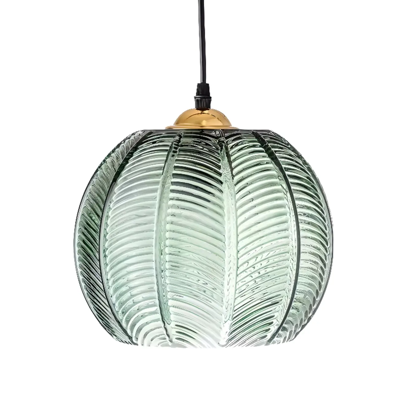 Modern Green Glass Leaf-Inspired Globe Pendant Light Image - 7 | homeyfad