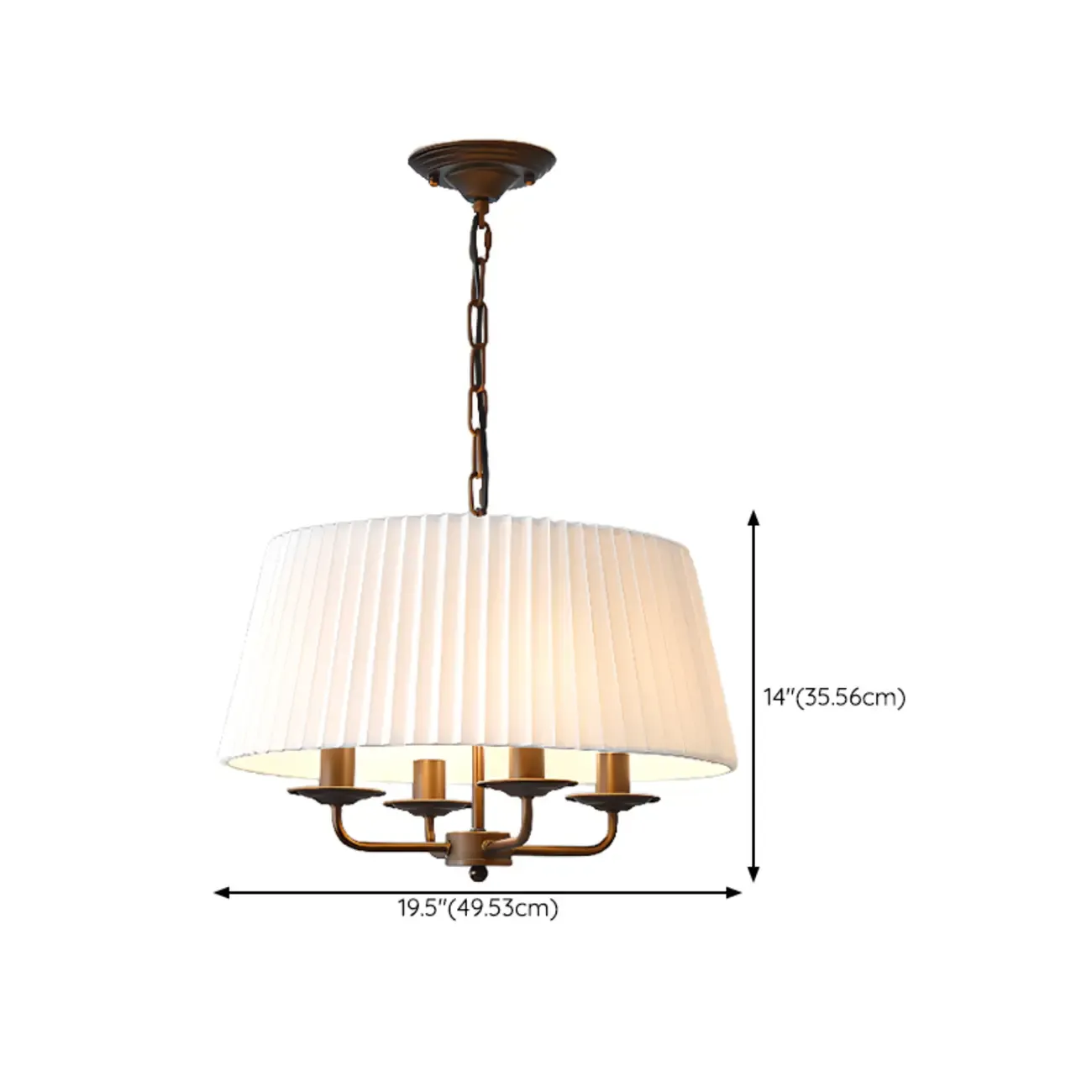 Modern Fabric Drum Chandelier with Adjustable Hanging Length #size