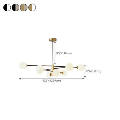  Modern 8-Light Sputnik Chandelier with Glass Lampshade #size