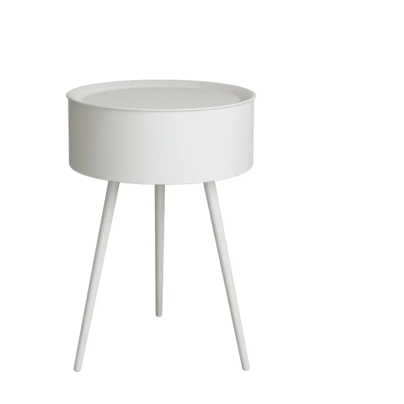 Scandinavian Round Metal Bedside Table with High Legs Image - 7
