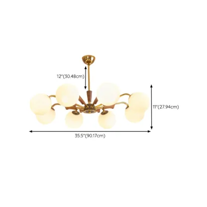 Modern White Glass Ball Chandelier with Adjustable Length  Image - 14