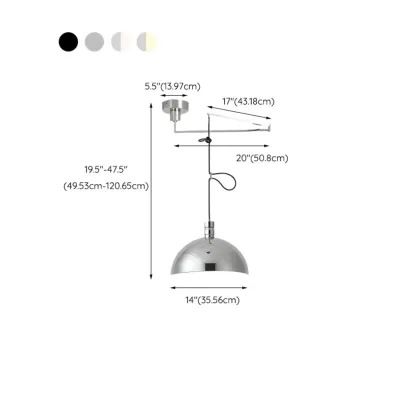 Minimalist Bowl Shape Hanging LED Pendant Light for Dining Room #size