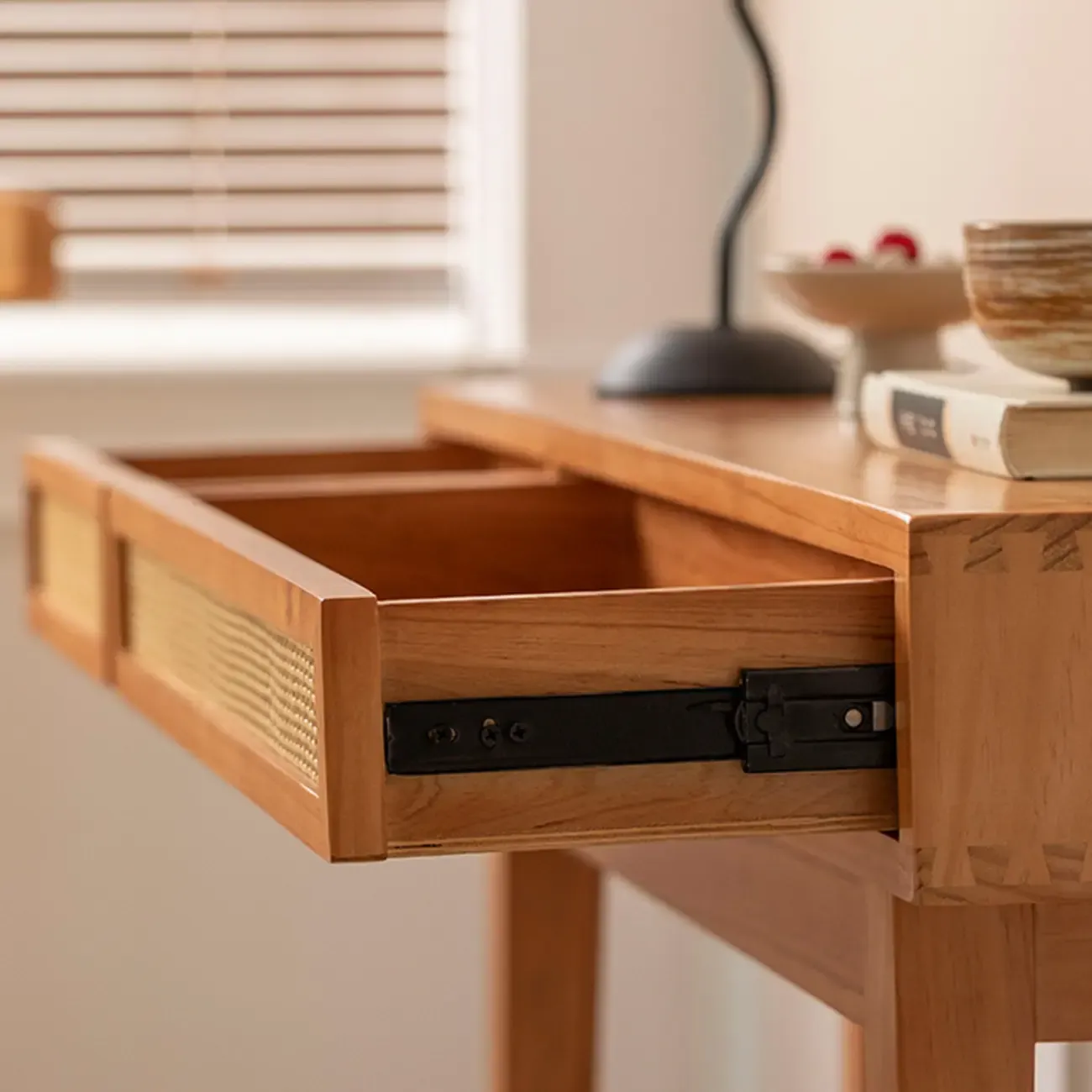 Modern Pine Wood Console Table with Drawers Image - 9
