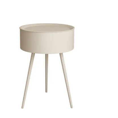 Scandinavian Round Metal Bedside Table with High Legs Image - 9