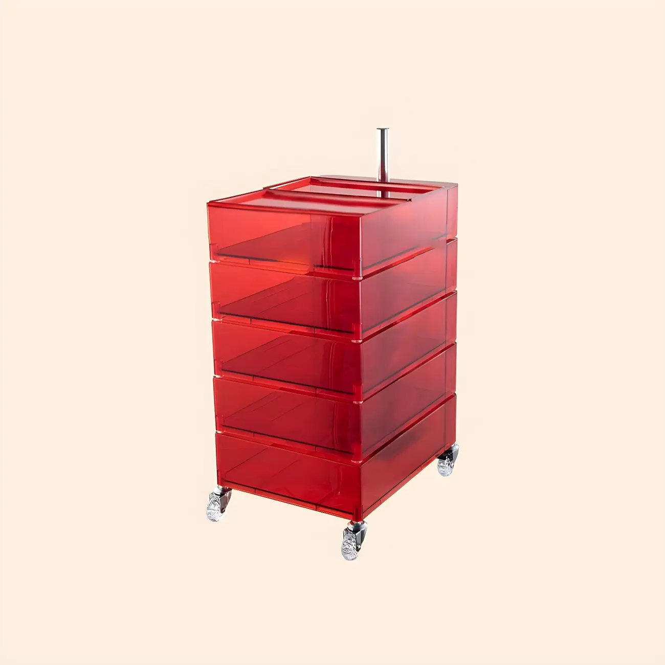 Vibrant Yellow Transparent Nightstand with Drawers and Wheels Image - 26 | homeyfad