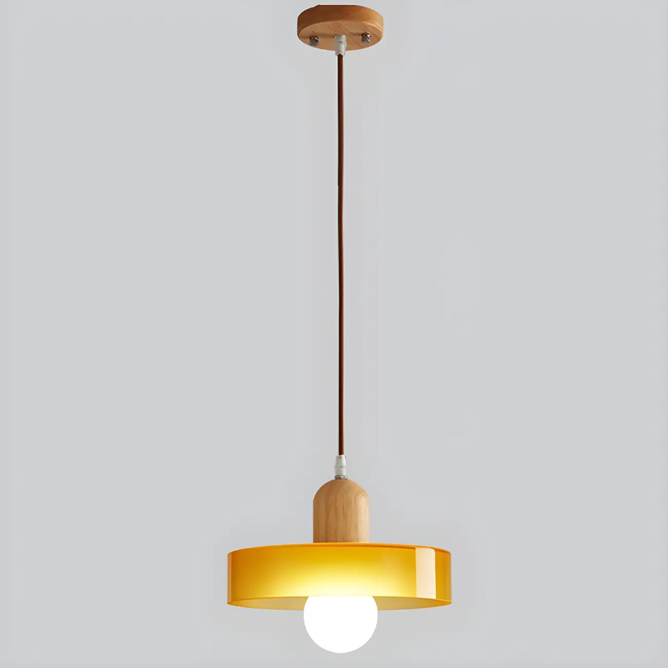 Elegant Cream Glass Round LED Pendant Lamp for Bedside Image - 2 | homeyfad