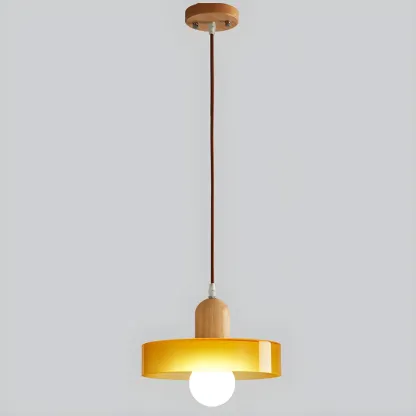 Elegant Cream Glass Round LED Pendant Lamp for Bedside Image - 2