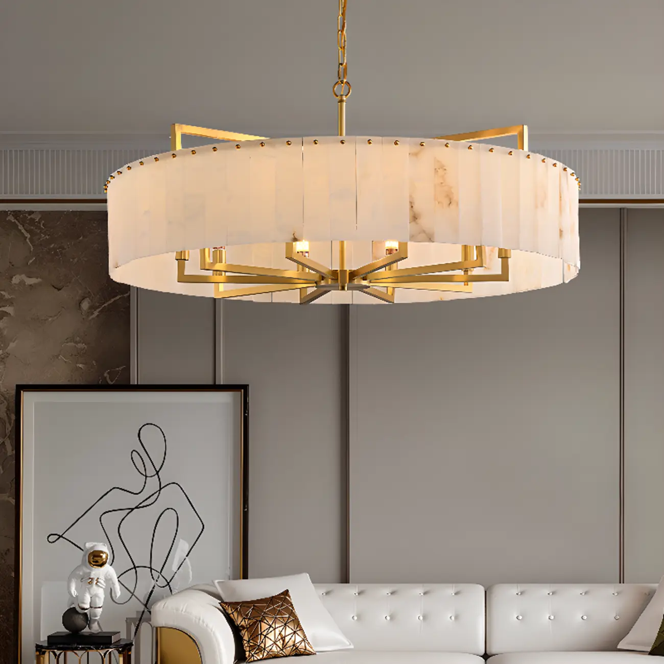 Modern Marble Round Chandelier for Luxury Interiors Image - 3 | homeyfad