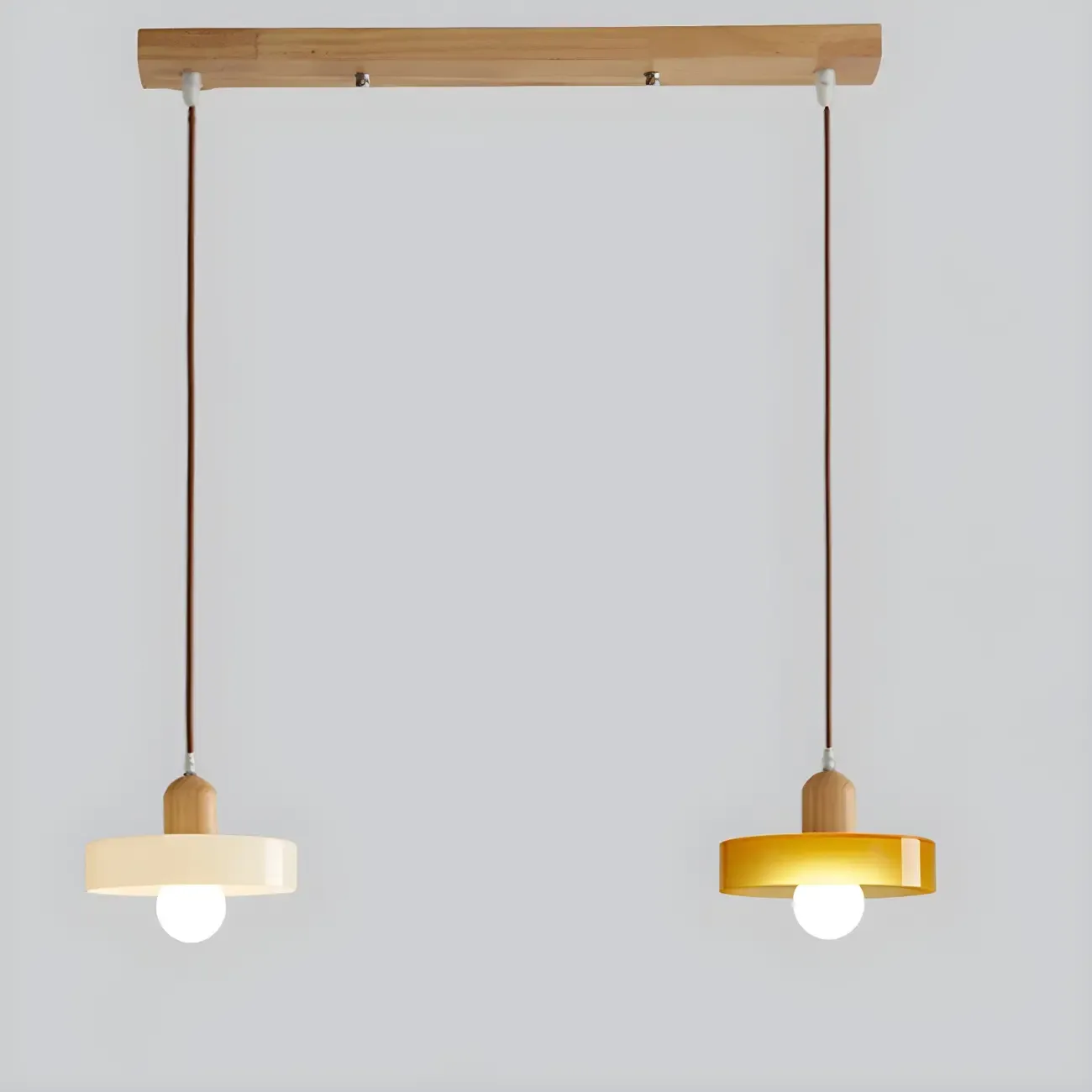 Elegant Cream Glass Round LED Pendant Lamp for Bedside Image - 3