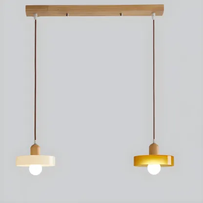 Elegant Cream Glass Round LED Pendant Lamp for Bedside Image - 3