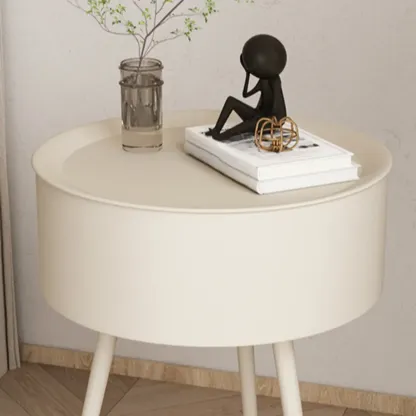 Scandinavian Round Metal Bedside Table with High Legs Image - 13