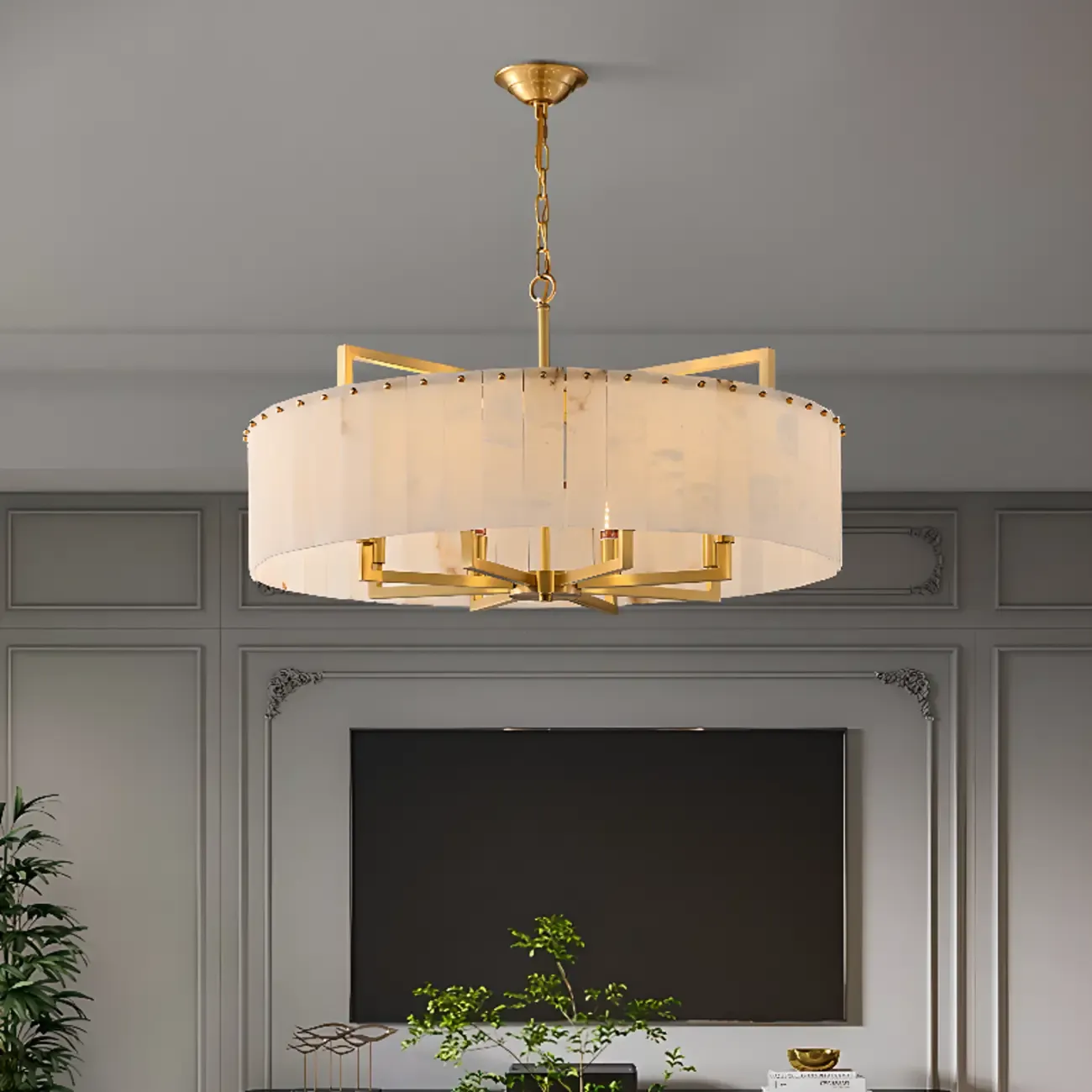 Modern Marble Round Chandelier for Luxury Interiors Image - 4