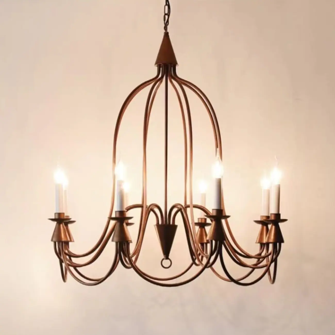 Vintage Curved Metal Chandelier with Adjustable Height Image - 6 | homeyfad