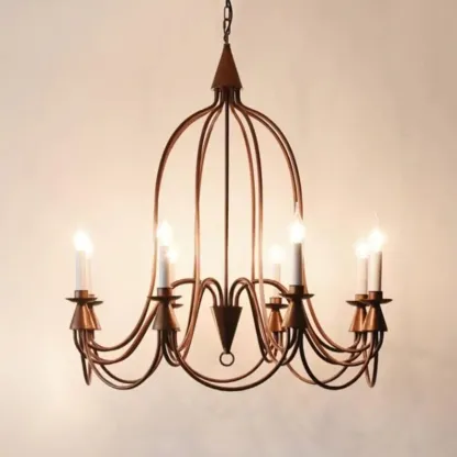 Vintage Curved Metal Chandelier with Adjustable Height Image - 6