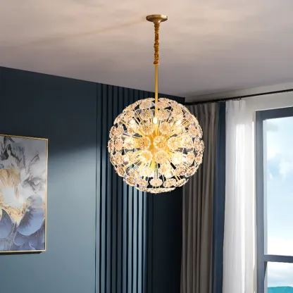 Modern Crystal Globe Chandelier with Ambient Light Image - 8