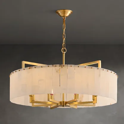 Modern Marble Round Chandelier for Luxury Interiors Image - 6