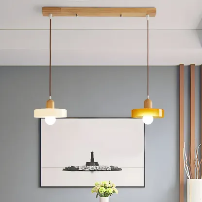 Elegant Cream Glass Round LED Pendant Lamp for Bedside Image - 6