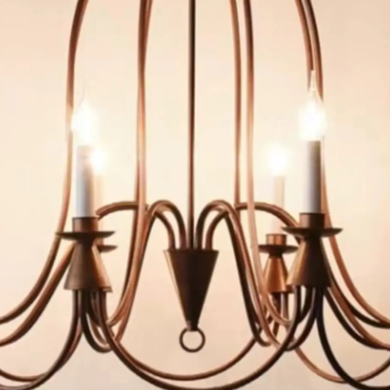 Vintage Curved Metal Chandelier with Adjustable Height Image - 9