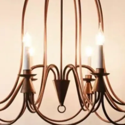 Vintage Curved Metal Chandelier with Adjustable Height Image - 9