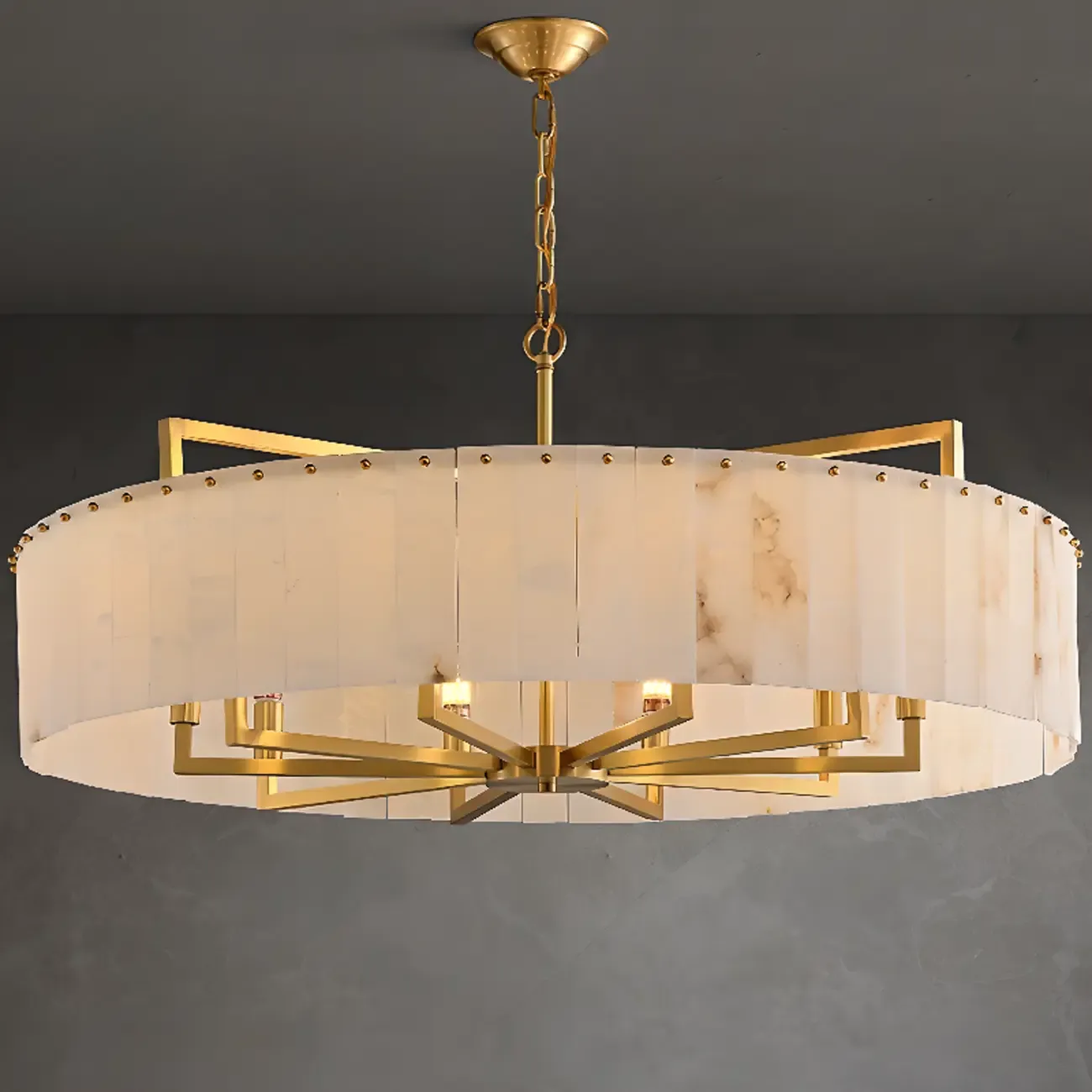 Modern Marble Round Chandelier for Luxury Interiors Image - 7