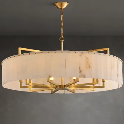 Modern Marble Round Chandelier for Luxury Interiors Image - 7