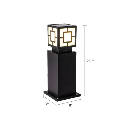 Classic Black Solar LED Outdoor Bollard Lighting for Landscape Pathway Image - 2