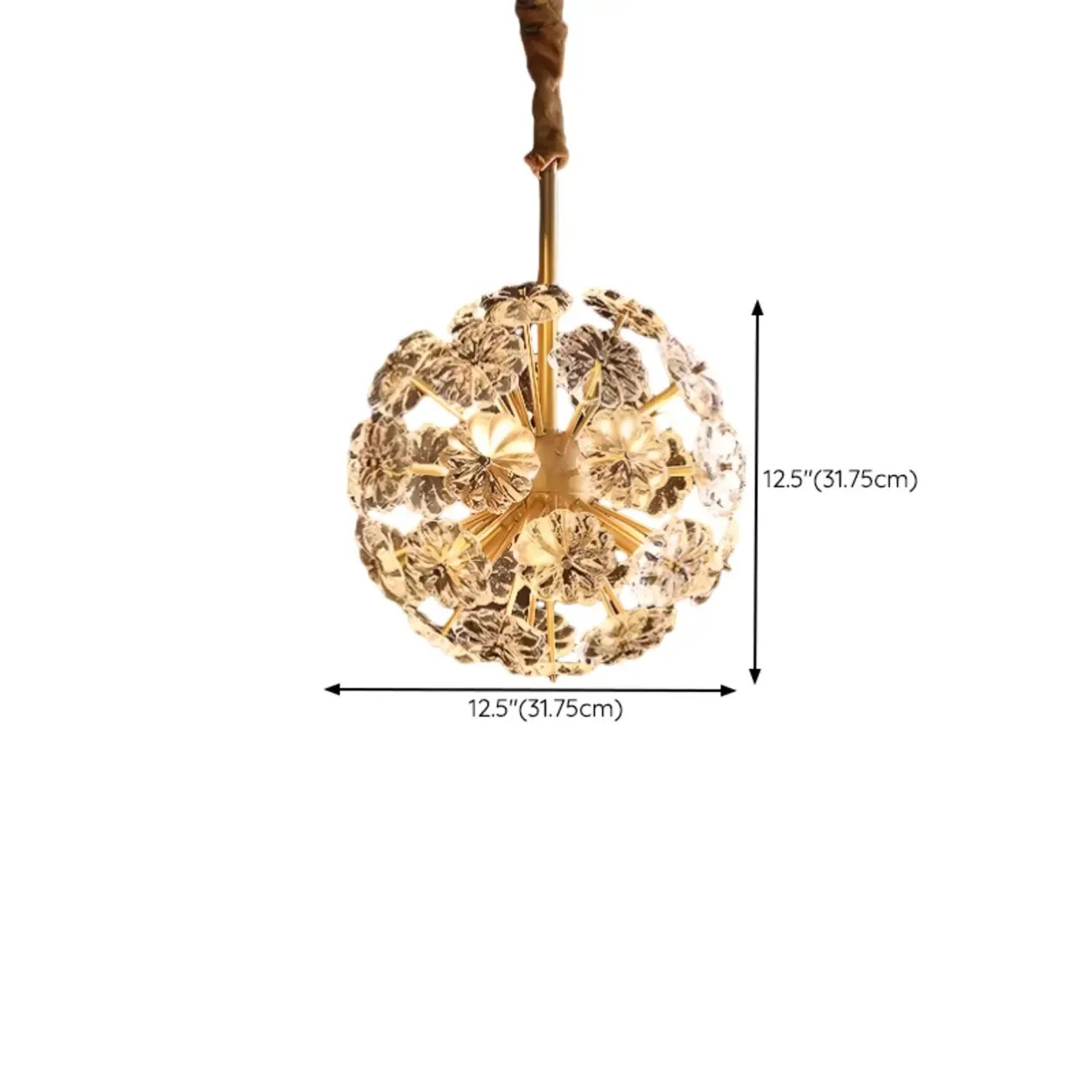 Modern Crystal Globe Chandelier with Ambient Light #size