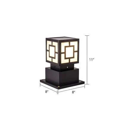Classic Black Solar LED Outdoor Bollard Lighting for Landscape Pathway Image - 3