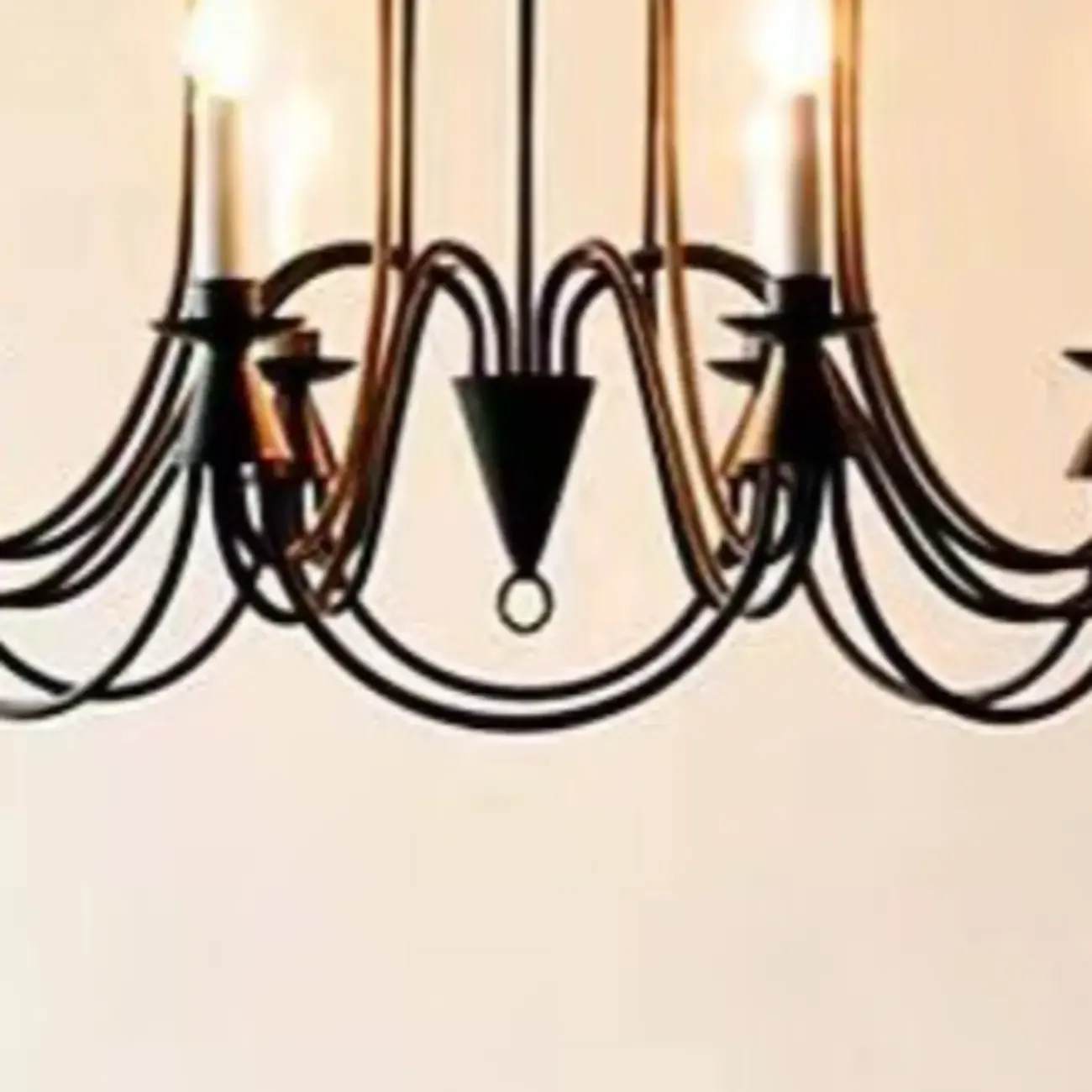 Vintage Curved Metal Chandelier with Adjustable Height Image - 10