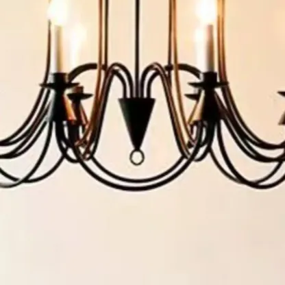 Vintage Curved Metal Chandelier with Adjustable Height Image - 10