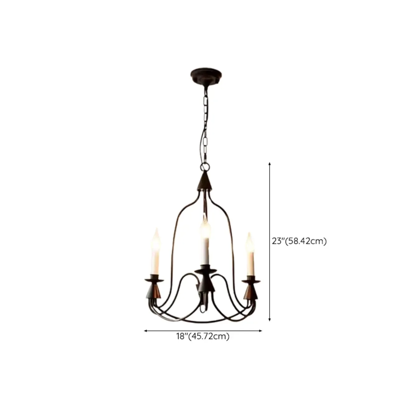 Vintage Curved Metal Chandelier with Adjustable Height #size