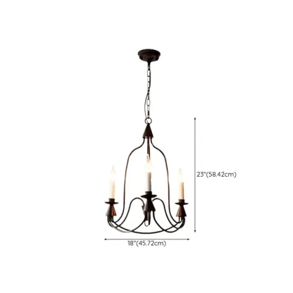 Vintage Curved Metal Chandelier with Adjustable Height #size