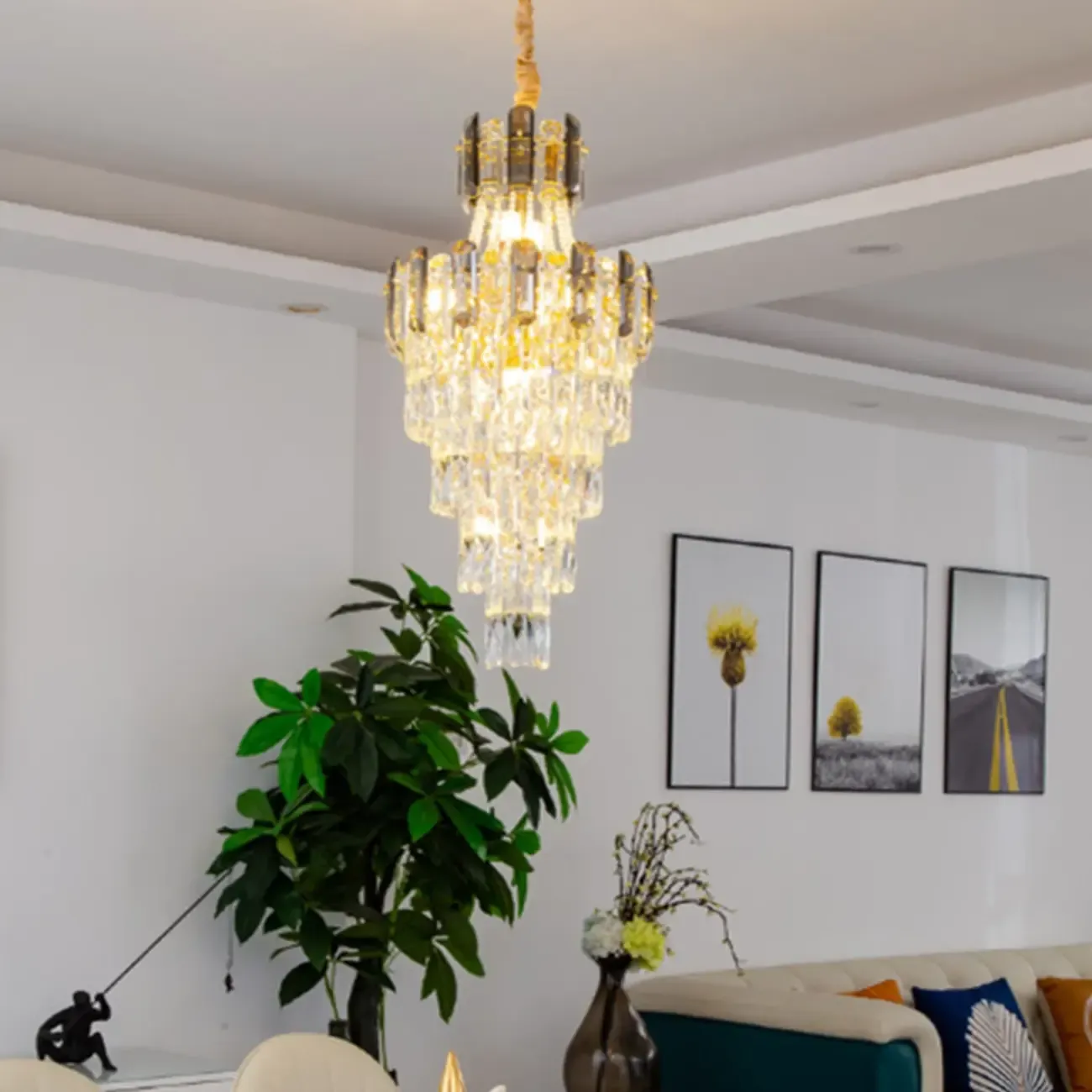 Luxury Long Crystal Chandelier for Elegant Interiors Image - 1