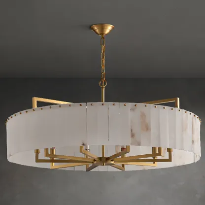 Modern Marble Round Chandelier for Luxury Interiors Image - 9