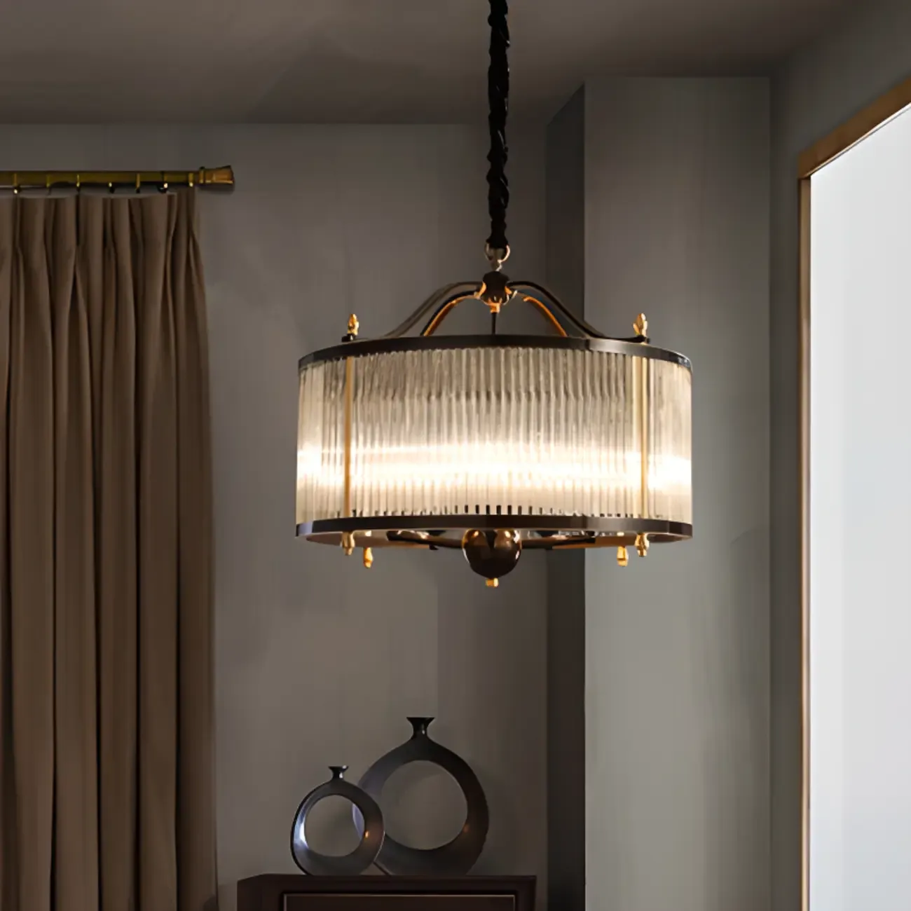 Modern 3-Light Crystal Round Chandelier with Flexible Height Image - 1