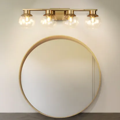 Classic Brass Vanity Lights with Transparent Ball Shade Image - 1