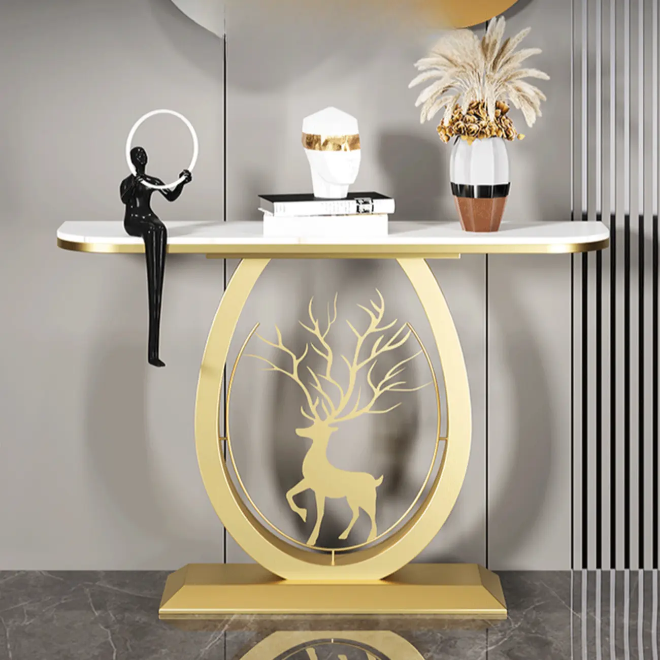 Modern Half-circle Console Table with U-Shaped Base Image - 1 | homeyfad