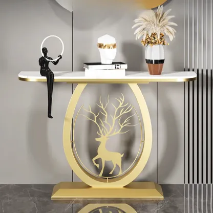 Modern Half-circle Console Table with U-Shaped Base Image - 1