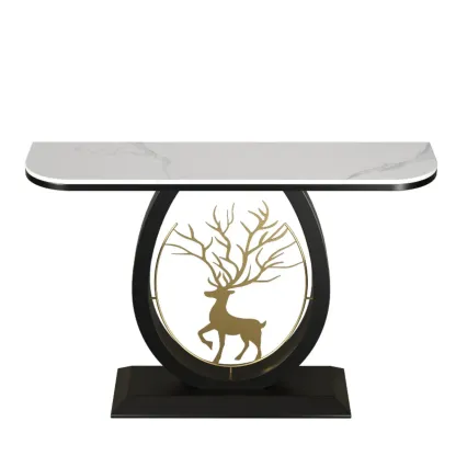 Modern Half-circle Console Table with U-Shaped Base Image - 2