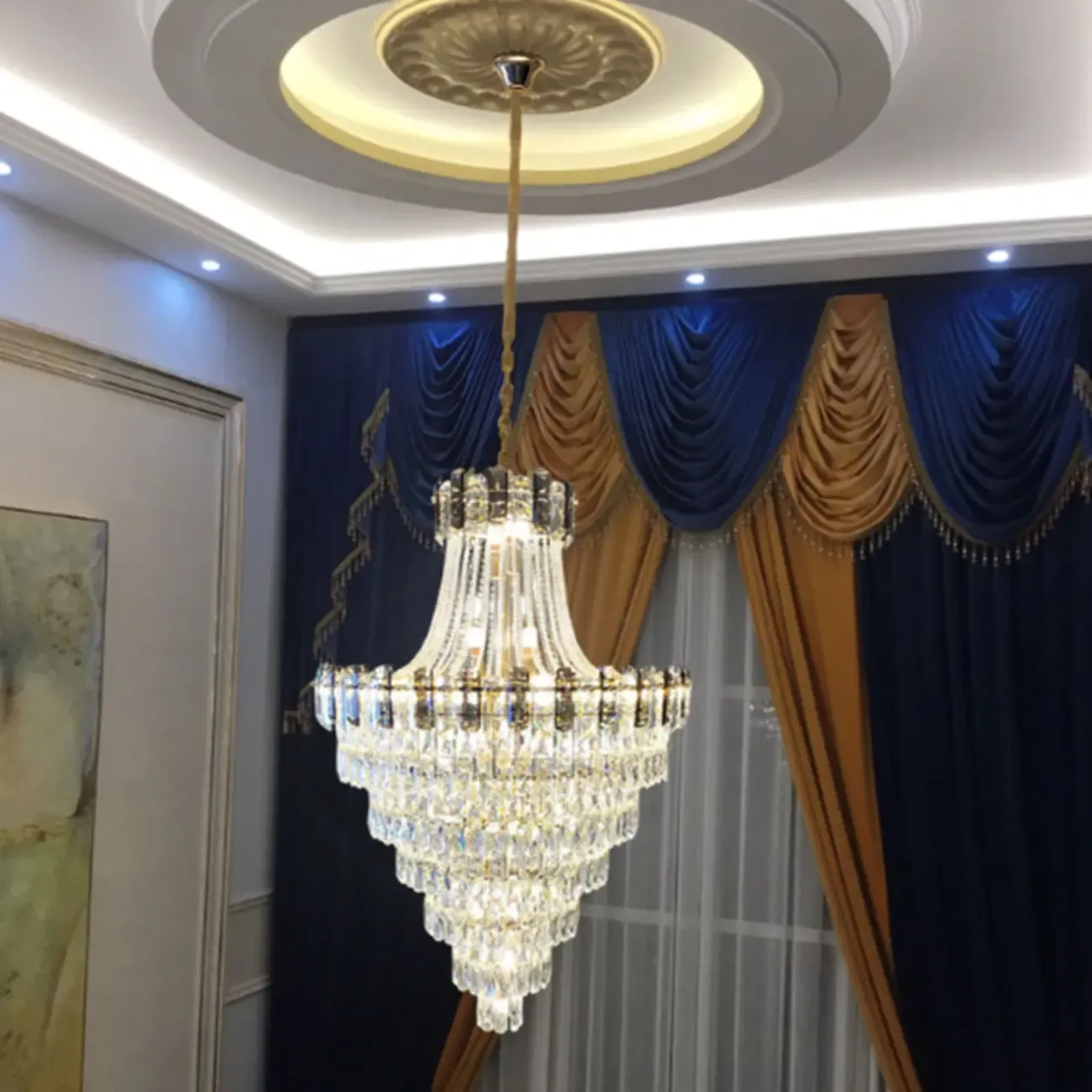 Luxury Long Crystal Chandelier for Elegant Interiors Image - 2