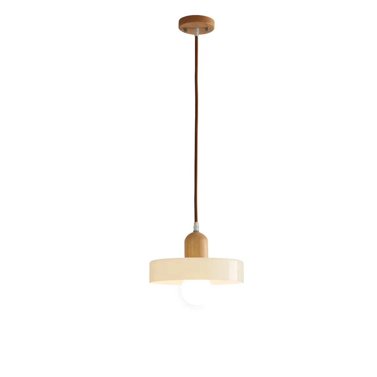 Elegant Cream Glass Round LED Pendant Lamp for Bedside Image - 9 | homeyfad