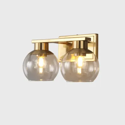 Classic Brass Vanity Lights with Transparent Ball Shade Image - 2