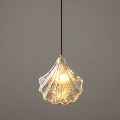Artistic Ginkgo Clear Glass LED Pendant Light for Living Room Image - 2